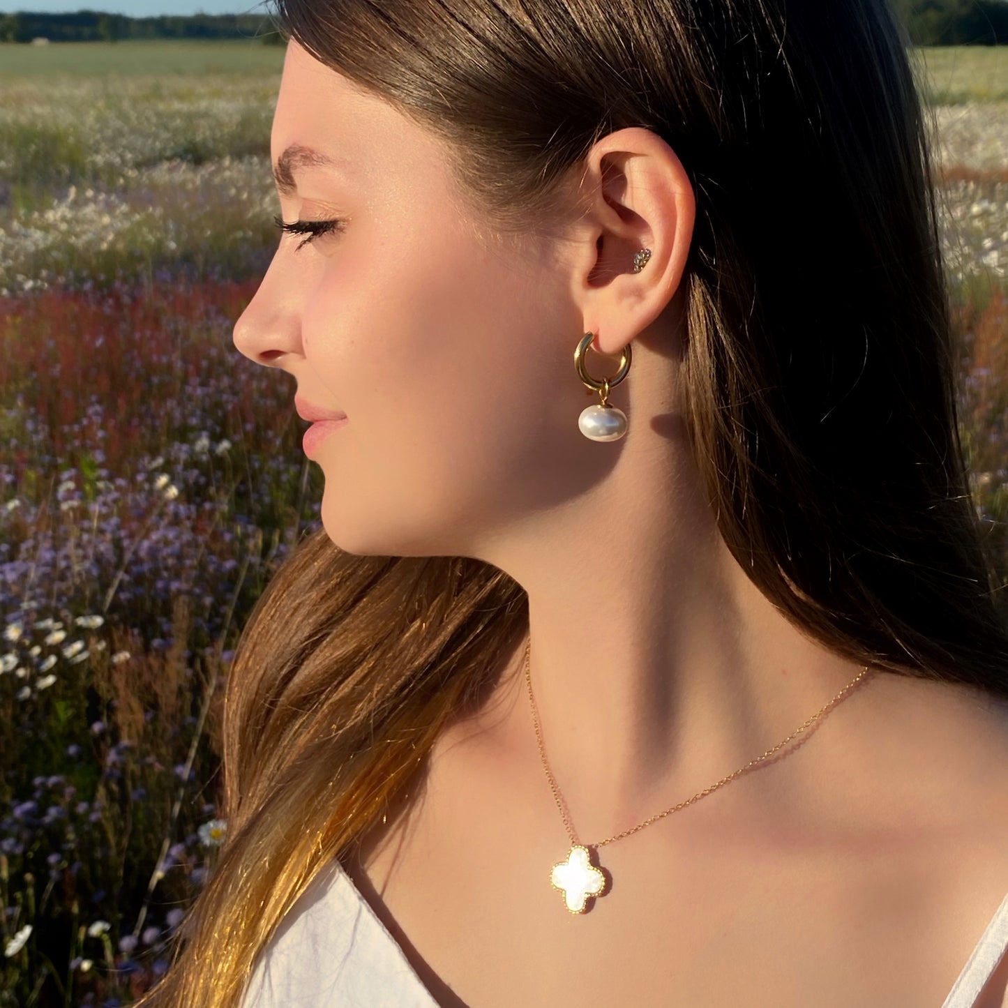 PEARLIE HOOPS EARRINGS