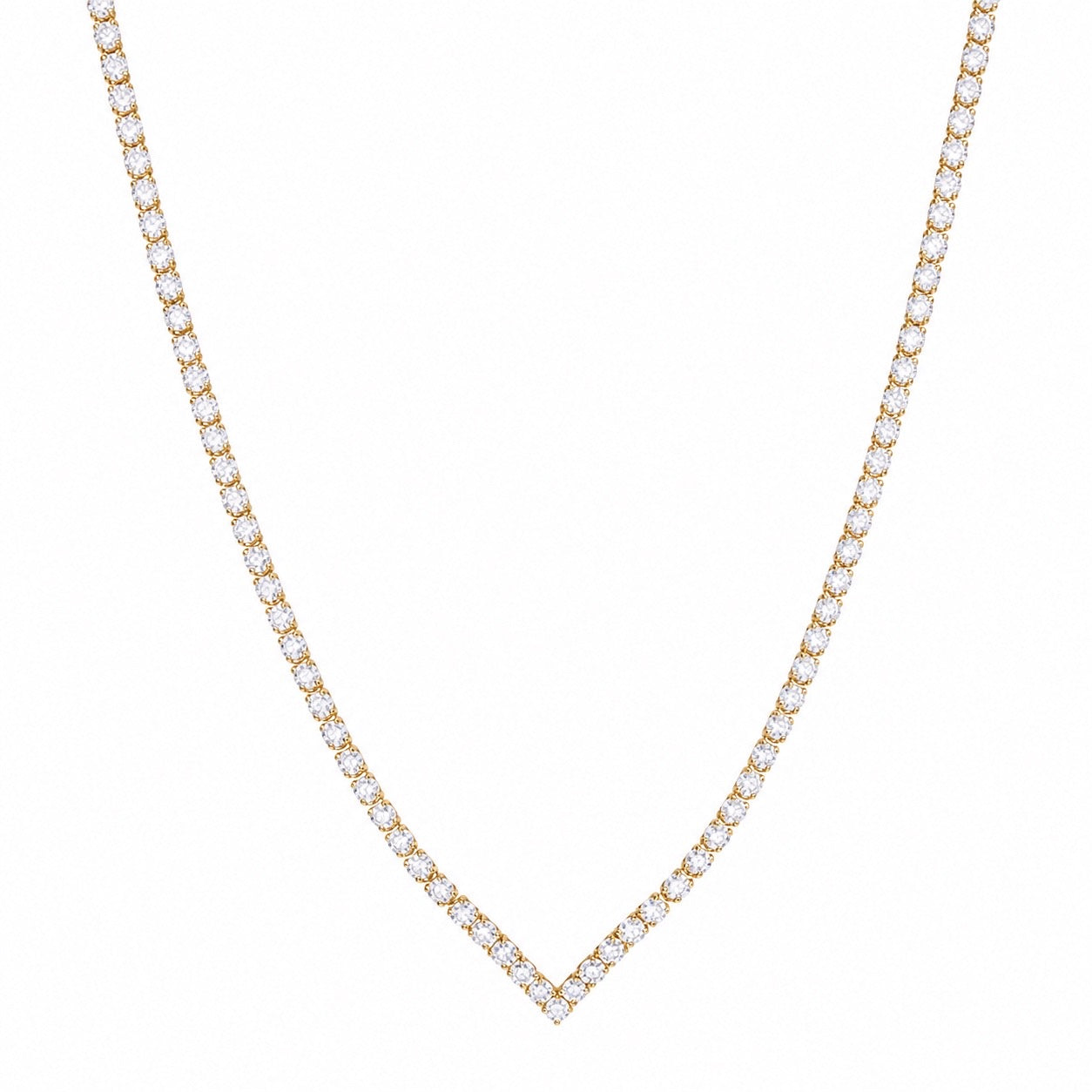 GOLD CHEVRON TENNIS NECKLACE