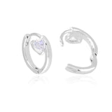 SILVER HEART HOOP EARRINGS