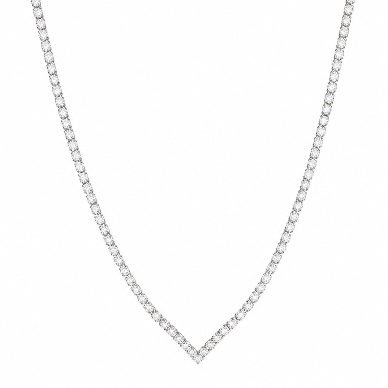 SILVER CHEVRON TENNIS NECKLACE