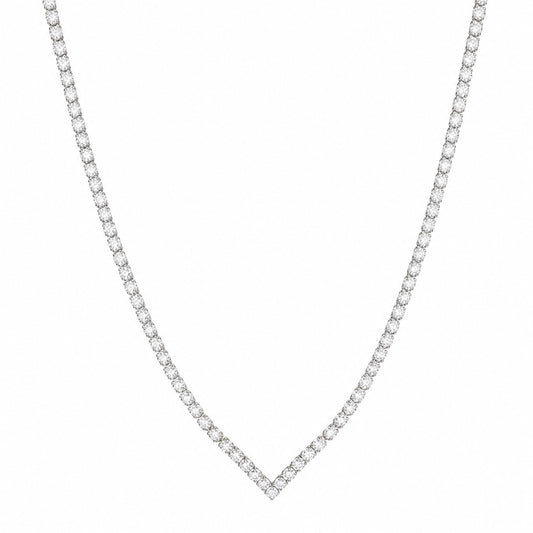 SILVER CHEVRON TENNIS NECKLACE