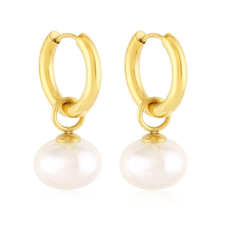 PEARLIE HOOPS EARRINGS