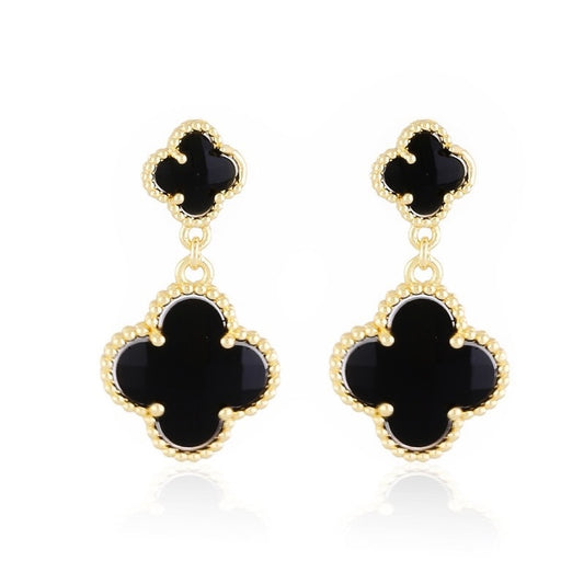 BLACK LEAF DROP EARRINGS