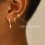 CROSS HOOP EARRINGS