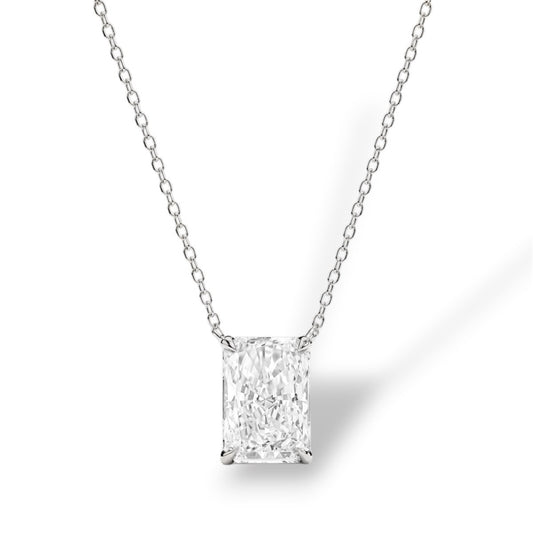 RADIANT CUT SILVER NECKLACE