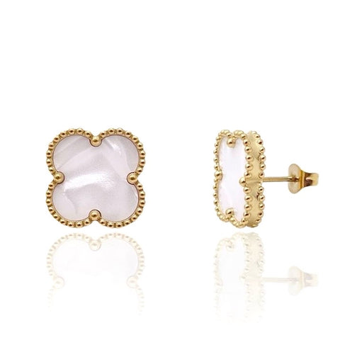 WHITE LEAF EARRINGS